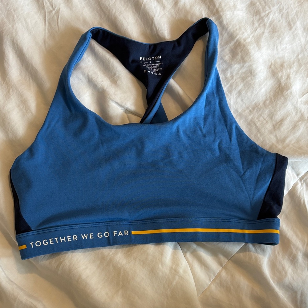 Peloton Blue and Yellow Sports Bra